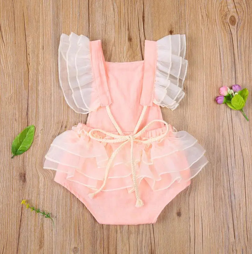 Tia- Ruffle Sleeve Floral Baby/Toddler Rompers