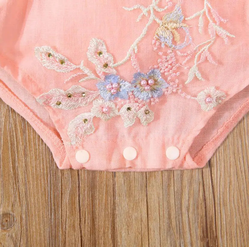 Tia- Ruffle Sleeve Floral Baby/Toddler Rompers