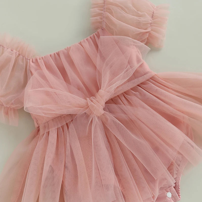 Melody - Puff Sleeve Tutu Baby/Toddler Romper with Headband