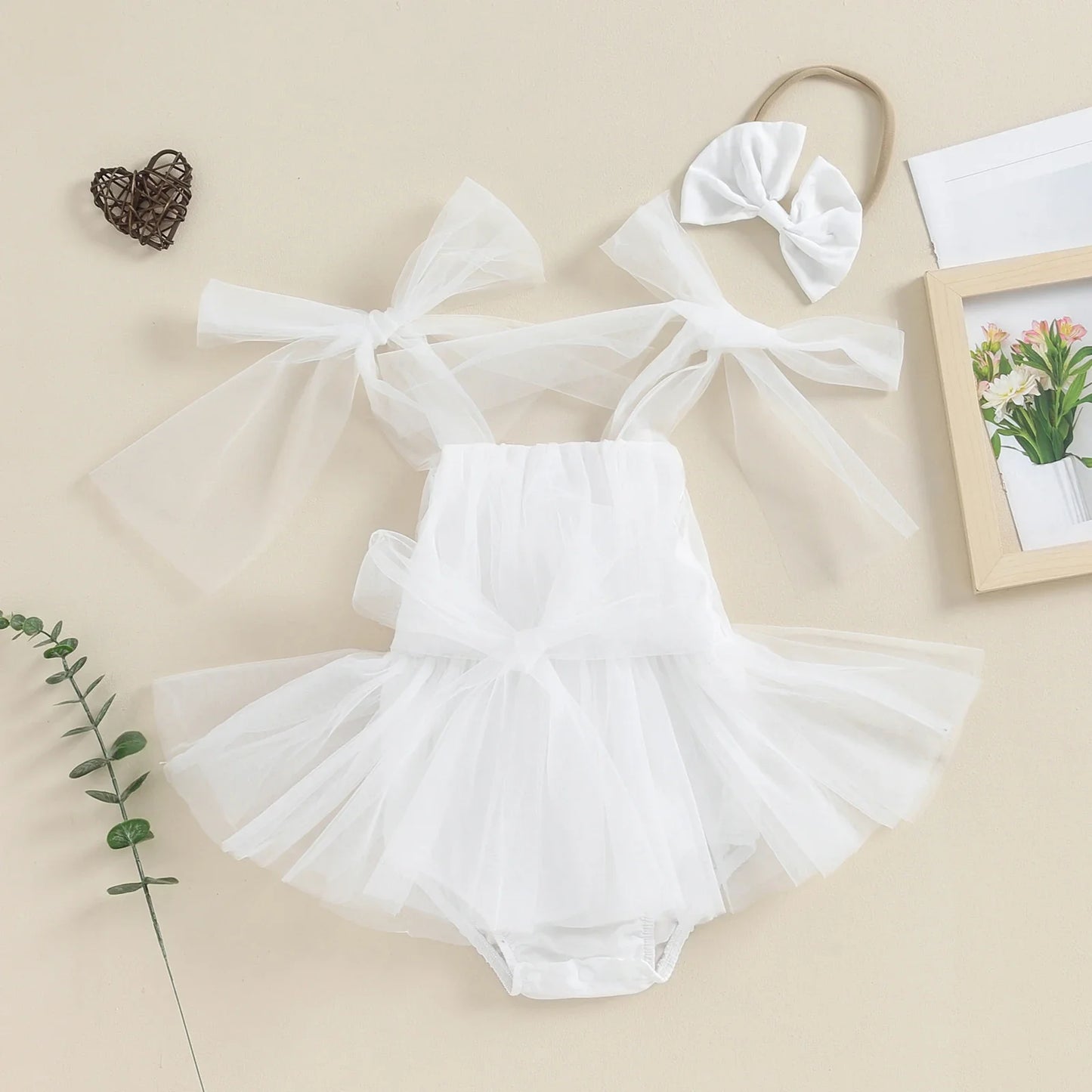 Sophia - Tulle Princess Baby/Toddler Tutu Romper with Bow Headband