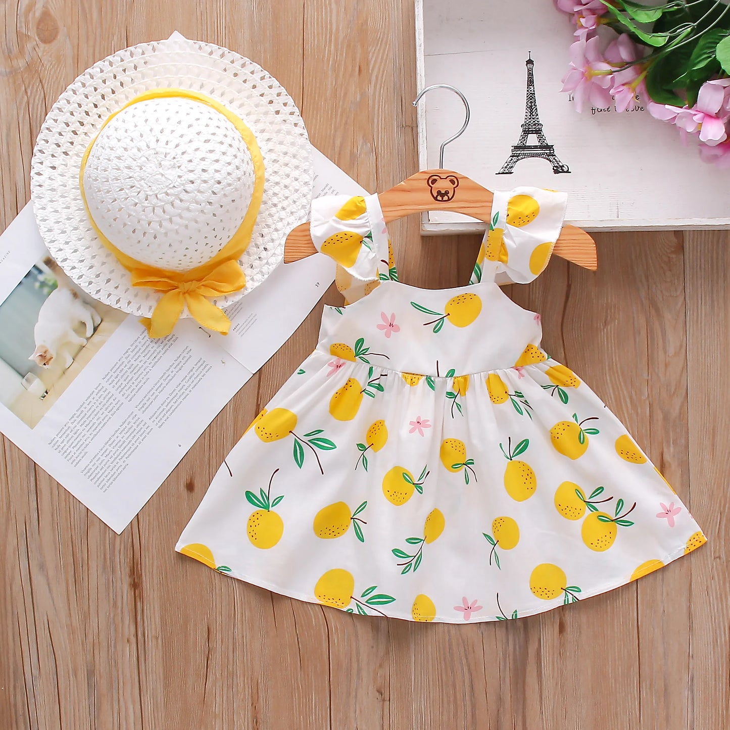 Pia - Summer Baby/Toddler Dress with Matching Hat