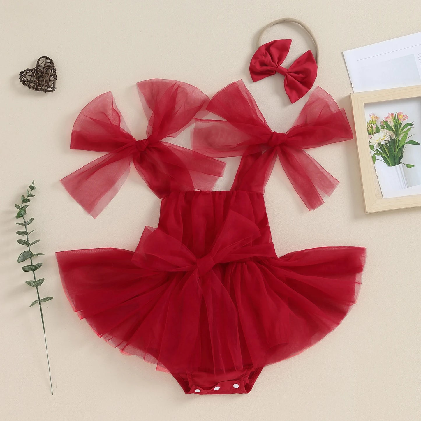 Sophia - Tulle Princess Baby/Toddler Tutu Romper with Bow Headband