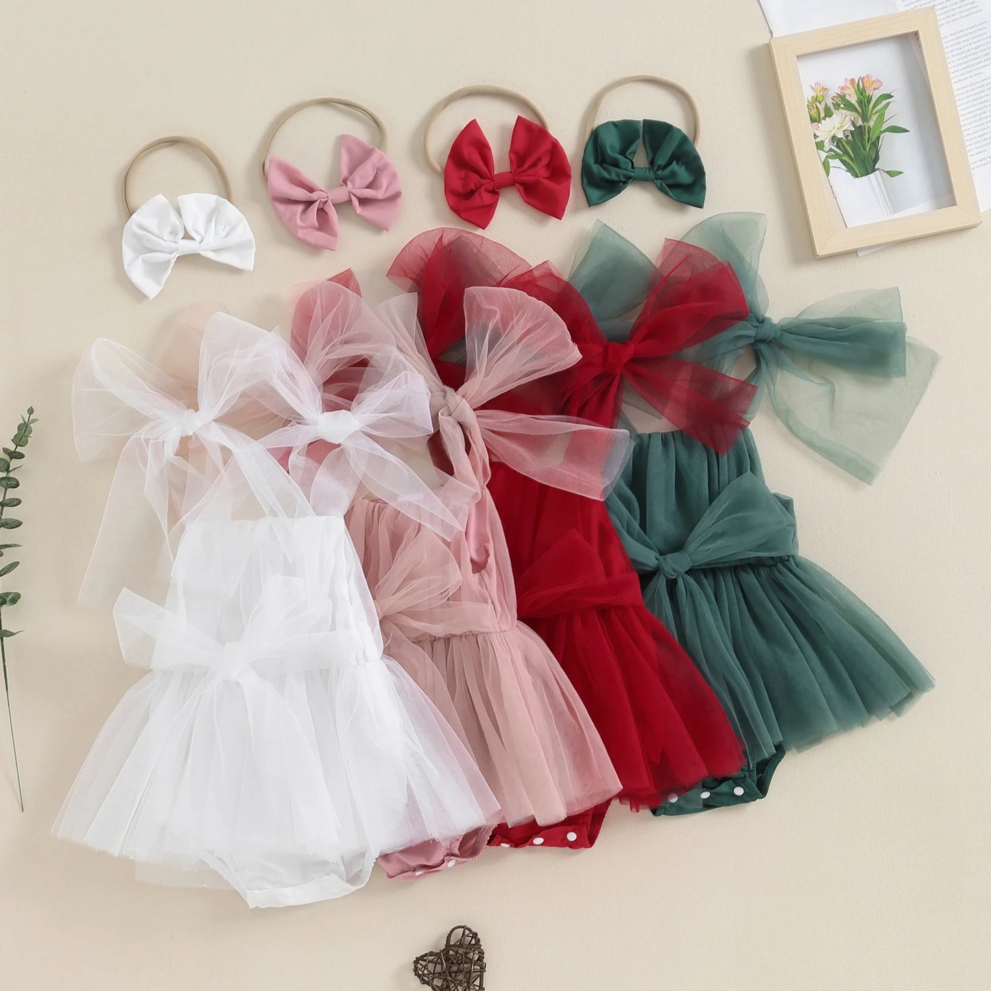 Sophia - Tulle Princess Baby/Toddler Tutu Romper with Bow Headband