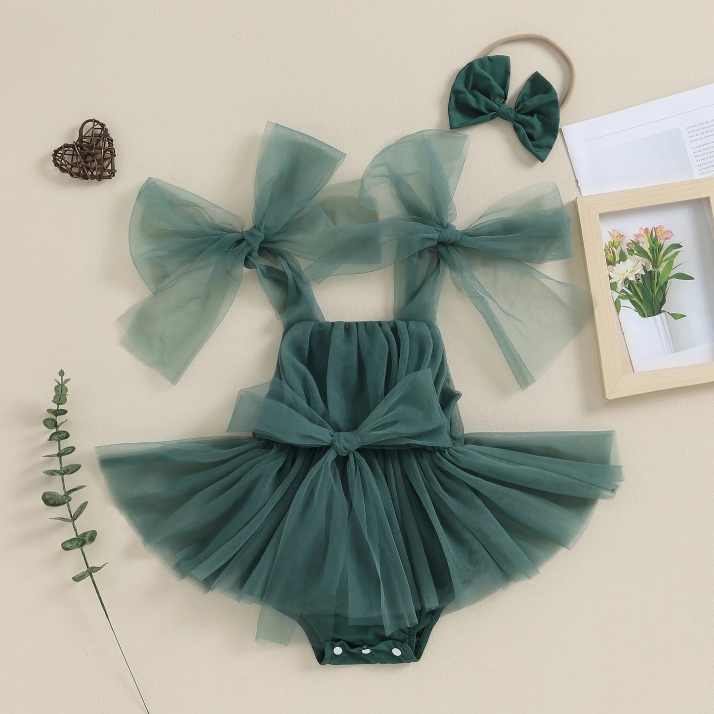 Sophia - Tulle Princess Baby/Toddler Tutu Romper with Bow Headband