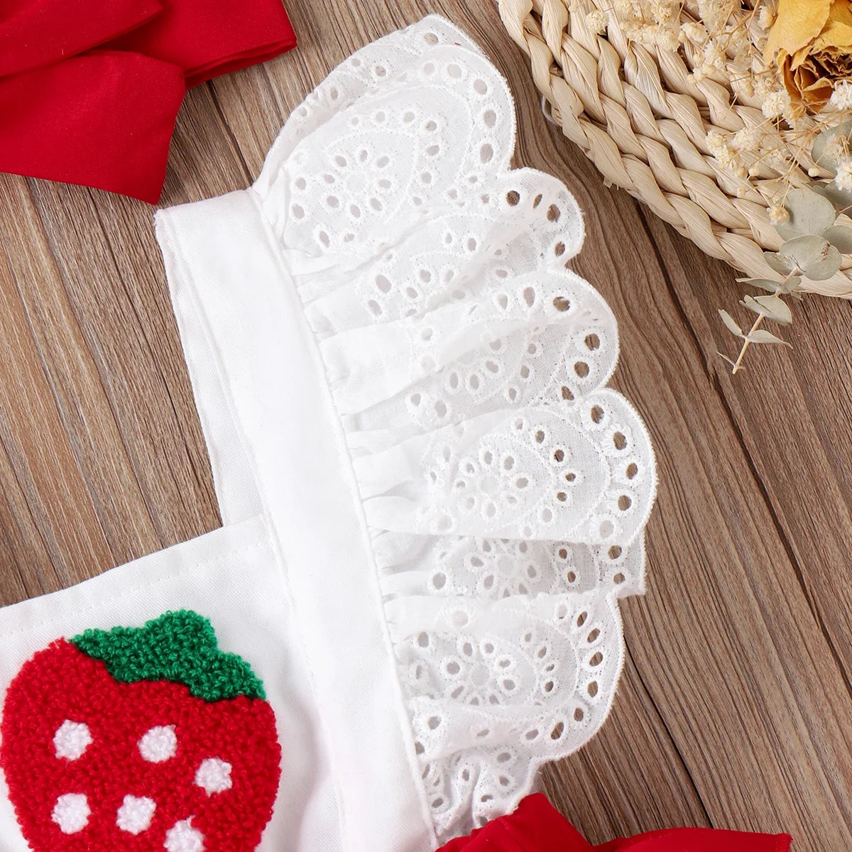 Bella - Strawberry Ruffled Baby/Toddler Romper & Headband Set
