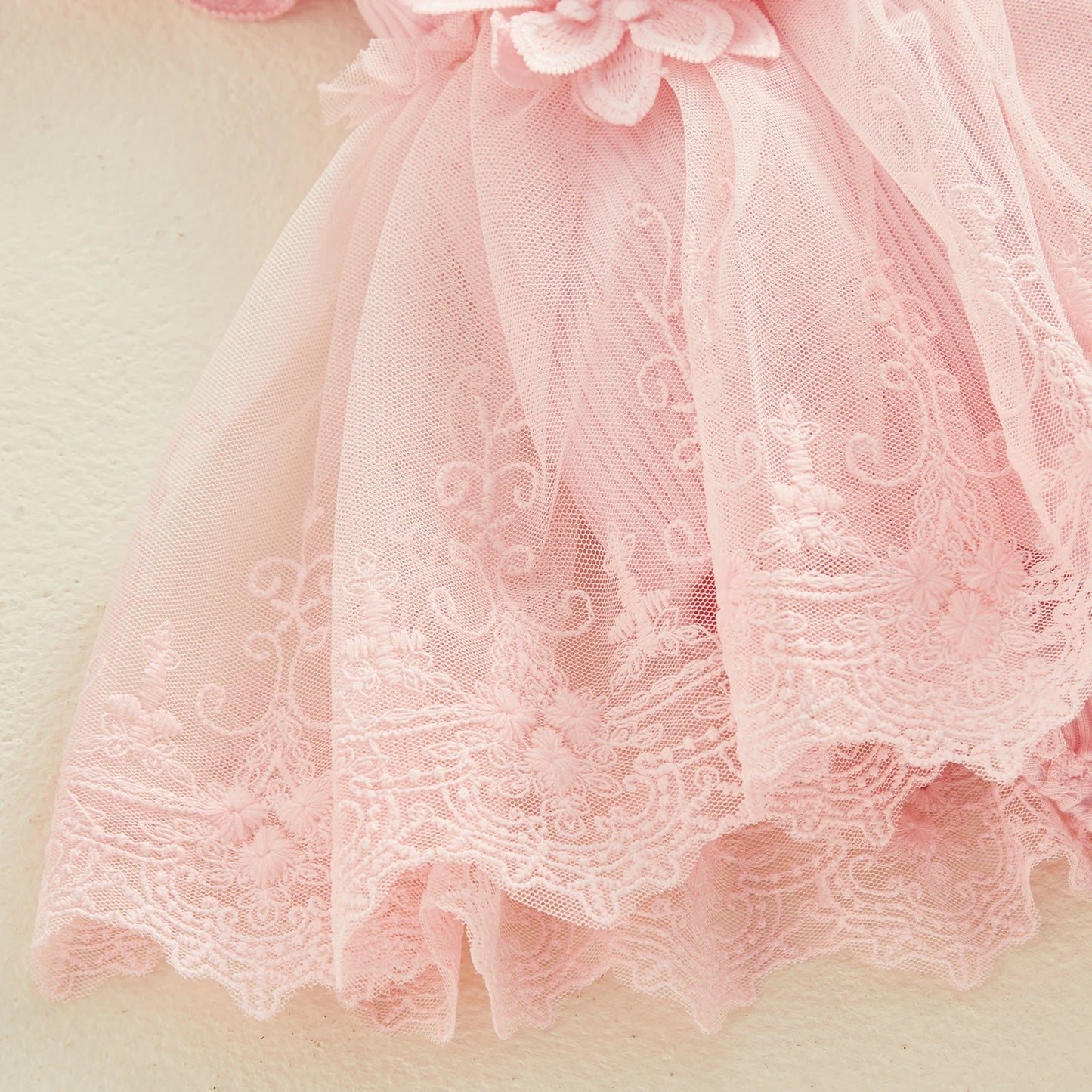 Lottie - Floral Lace Baby/Toddler Romper Dress with Headband