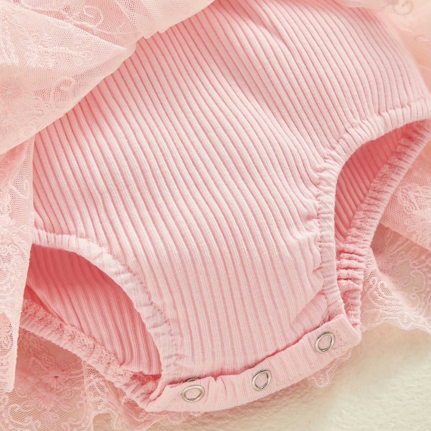 Lottie - Floral Lace Baby/Toddler Romper Dress with Headband